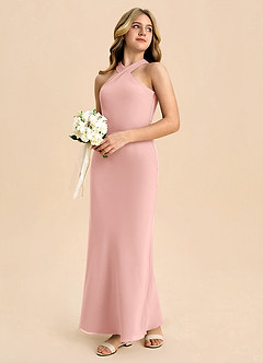 Azazie Doretta Junior Rosette Sheath Pleated Chiffon Dress image6