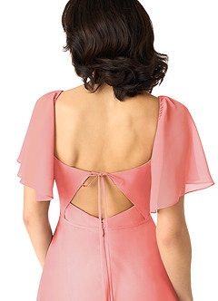Azazie Chloe Bridesmaid Dresses Coral A-Line Sweetheart Neckline Chiffon Dress image3