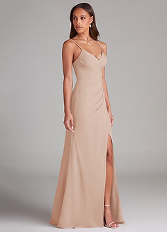 Azazie Maci Bridesmaid Dresses English Rose Sheath Pleated Chiffon Dress image4