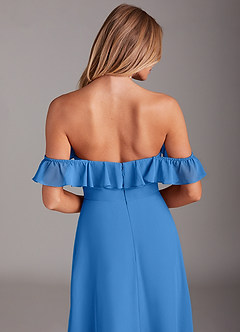 Azazie Lyra Robes de demoiselle d'honneur Robe Trapèze Convertible en Mousseline de soie Geai Bleu image8