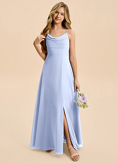 Azazie Gia Junior A-Linie Plissee Chiffon Kleid Eis image6