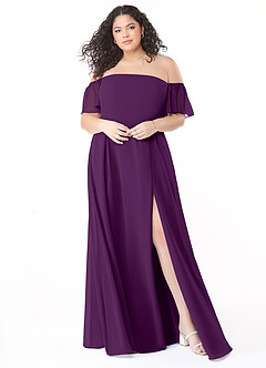 Azazie Sue Bridesmaid Dresses Grape A-Line Off the Shoulder Chiffon Convertible Dress image11
