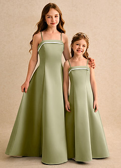 Azazie Izel Girls Formal Flower Girl Klänningar Klä A-Line i Matt satäng Plisserad image2