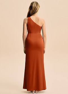 Azazie Akilah Junior Etui Plissee Stretch-Satin Kleid Gebranntes Orange image6