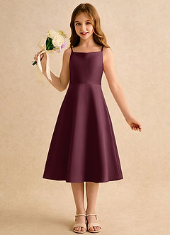 Azazie Jaella Girls Formal Flower Girl Klänningar Klä A-Line i Matt satäng Plisserad image4