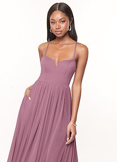 Azazie Marsol Bridesmaid Dresses Vintage Mauve A-Line Corset Mesh Dress image5