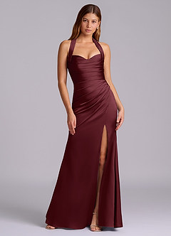 Azazie Destiny Bridesmaid Dresses Cabernet Mermaid Sweetheart Neckline Stretch Satin Dress image7