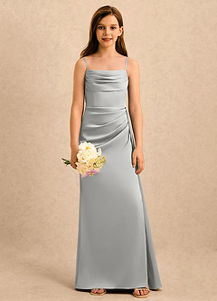 Azazie Shyla Girls Formal Flower Girl Klänningar Klä Tubklänning i Stretch Satin Plisserad image4