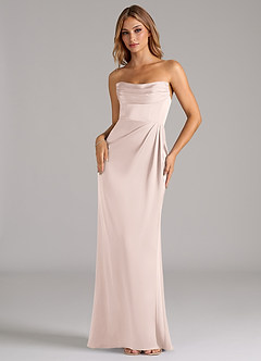 Azazie Johana Bridesmaid Dresses Blushing Pink Mermaid Off the Shoulder Stretch Satin Convertible Dress image5