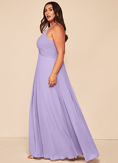 Azazie Ginger Bridesmaid Dresses Lilac A-Line Halter Pleated Chiffon Dress image13