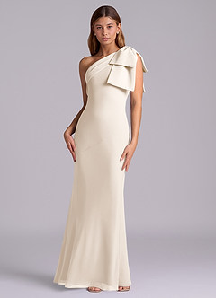 Azazie Yuanna Bridesmaid Dresses White Alabaster Mermaid One Shoulder Chiffon Dress image4