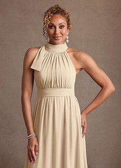 Azazie Antoinette Mother of the Bride Dresses Champagne A-Line Pleated Chiffon Dress image5
