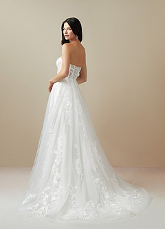 Azazie Aurorie Wedding Dresses Diamond White A-Line Sequins Tulle Dress image4