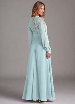 Azazie Matilda Bridesmaid Dresses Mist A-Line Long Sleeve Chiffon Dress image2