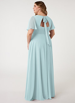 Azazie Kimber Brautjungfernkleider A-Linie Volantärmel Chiffon Kleid Nebel image7