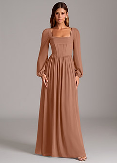Azazie Maree Bridesmaid Dresses Bronzer A-Line Corset Chiffon Dress image5