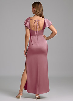 Azazie Demia Robes de demoiselle d'honneur Robe Fourreau en Satin extensible Encolure en Forme de Cœur Mauve Vintage image6