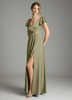 Azazie Omari Bridesmaid Dresses Pistachio A-Line Stretch Satin Dress image4