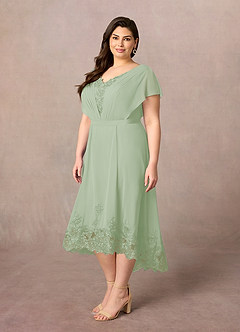 Azazie Palana Mother of the Bride Dresses Dusty Sage A-Line Lace Chiffon Dress image7