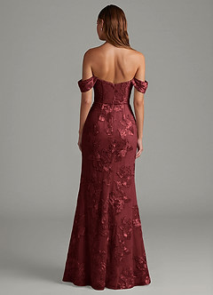 Azazie Saige Bridesmaid Dresses Crimson Blaze Mermaid Off the Shoulder Mesh Convertible Dress image3