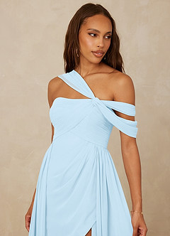 Christian Siriano Bridal for Azazie 1014 Bridesmaid Dresses Sky Blue A-Line Off the Shoulder Chiffon Dress image7