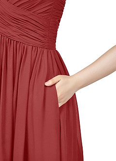 Azazie Angie 신부 들러리 드레스 A라인 쉬폰 무릎 길이 드레스 image10
