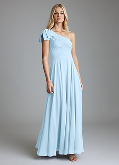 Azazie Elinora Bridesmaid Dresses Sky Blue A-Line One Shoulder Chiffon Dress image1