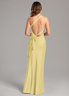 Azazie Monroe Jurken voor bruidsmeisjes Jurk van Stretch Satijn met Zeemeermin One-Shoulder Citroensorbet image2