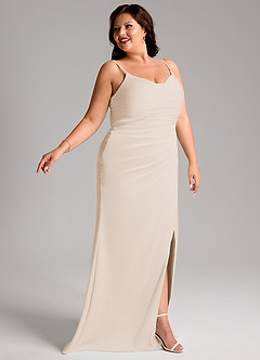 Azazie Deandra Bridesmaid Dresses White Alabaster Mermaid Pleated Stretch Satin Dress image11