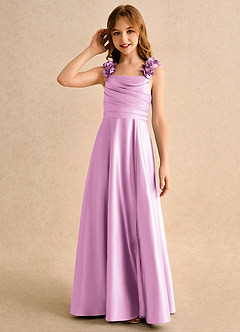 Azazie Rosita Junior Formal Flower Girl Dresses Candy Pink A-Line Pleated Matte Satin Dress image6
