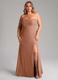 Azazie Saige Bridesmaid Dresses Bronzer A-Line Off the Shoulder Chiffon Convertible Dress image16
