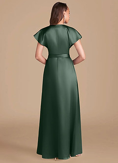 Azazie Nico Bridesmaid Dresses Eucalyptus A-Line Pleated Metallic Satin Dress image4