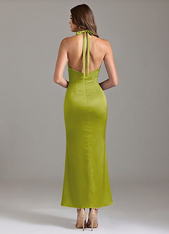 Azazie Valerie Bridesmaid Dresses Lemongrass Mermaid Pleated Stretch Satin Dress image2