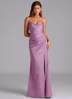 Azazie Claudelle Suknie dla druhen Syrena Bez ramiączek Satyna elastyczna Do ziemi Sukienka image6