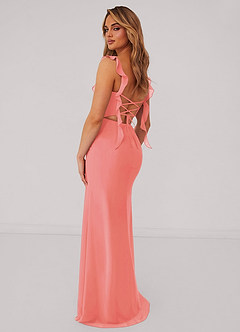 Barbie ♥ Azazie Jurken voor bruidsmeisjes Jurk van Chiffon met Zeemeermin Korset Koraal image3