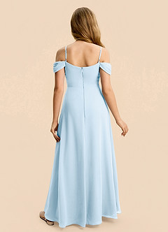Azazie Lilly Junior Sky Blue A-Line Pleated Chiffon Dress image2
