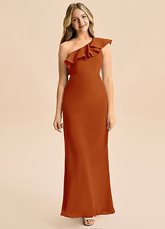 Azazie Alissa Junior Paprika Mermaid Ruched Chiffon Dress image5