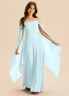 Azazie Moana Junior A-Linie Plissee Chiffon Kleid Wolke Blau image2