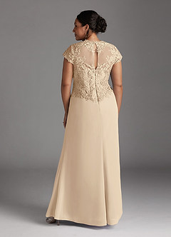 Azazie Junie Mother of the Bride Dresses Champagne A-Line Lace Chiffon Dress image8