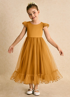 Azazie Phebs vestidos de niña de las flores Vestido de Caramelo de Tul de Corte En A image4