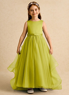 Azazie Lior Robe Demoiselle D'honneur Fillette Robe Princesse en Tulle Plissée Citronnelle image2