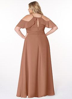 Azazie Dakota Bridesmaid Dresses Bronzer A-Line V-Neck Pleated Chiffon Dress image9
