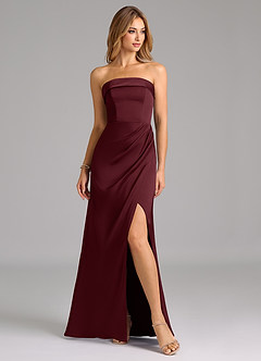Azazie Aretha Bridesmaid Dresses Cabernet A-Line Strapless Stretch Satin Convertible Dress image5