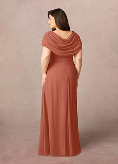 Azazie Mary Vestidos para mãe da noiva Vestido Argila de Chiffon de Linha A com Fenda Lateral image8