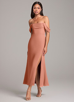 Azazie Saige Jurken voor bruidsmeisjes Converteerbaar Jurk van Chiffon met Kolom Off the Shoulder Meer Gesneden image3