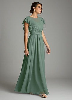 Azazie Daphne Modest Bridesmaid Dresses A-Line Ruffled Chiffon Floor-Length Dress image4