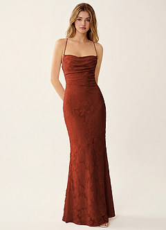 Natasha Burnt Umber Jacquard Corset Mermaid Prom Dress image5