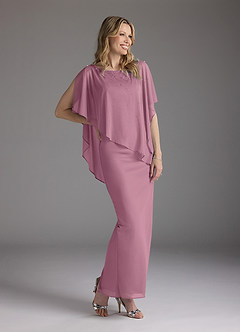 Azazie Aspyn Mother of the Bride Dresses Vintage Mauve Sheath Beaded Mesh Dress image4