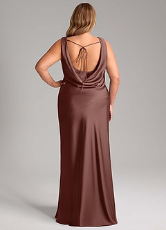 Azazie Rylina Bridesmaid Dresses Espresso Mermaid Stretch Satin Dress image2