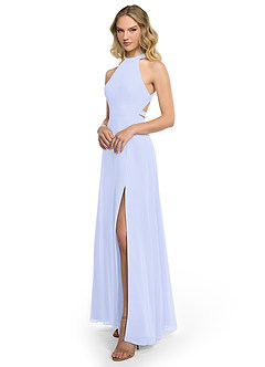 Azazie Clarice Bridesmaid Dresses Lavender A-Line Halter Chiffon Dress image2